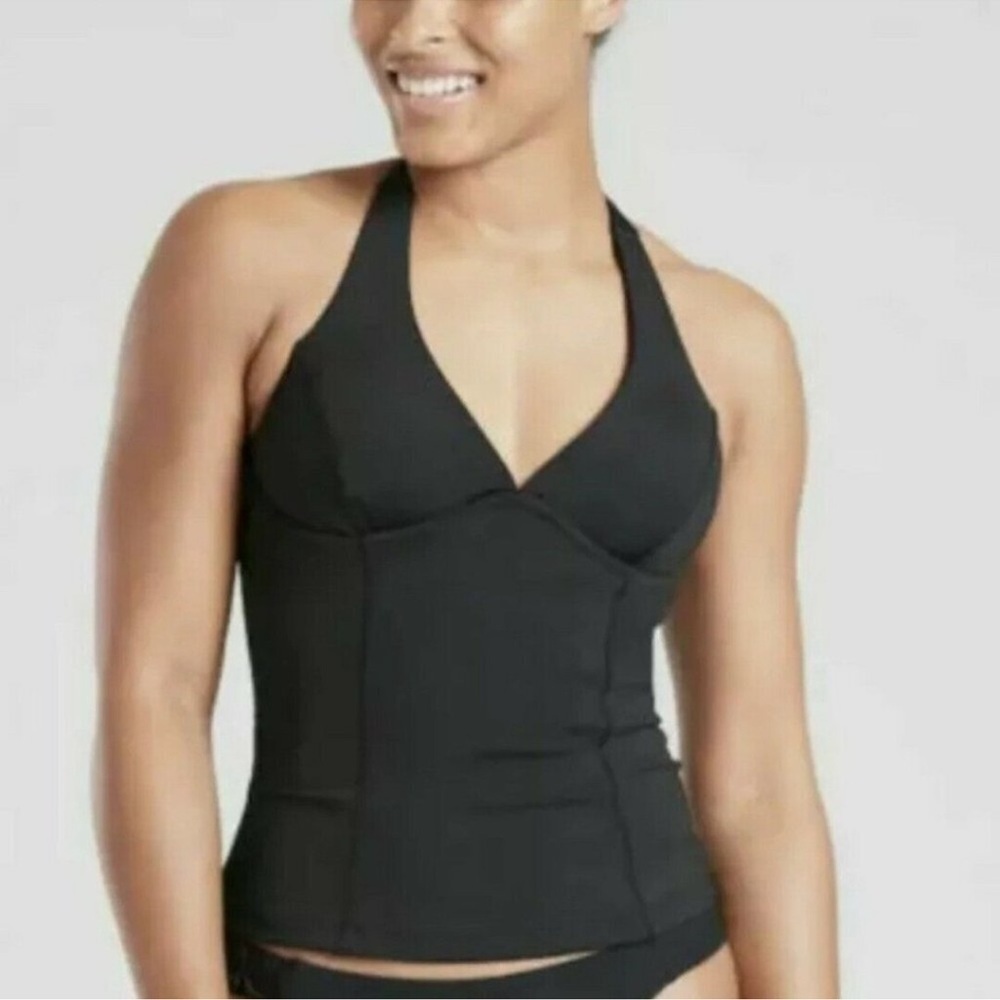 NEW Athleta Sculpted Halter Tankini Black 531071 Size 32 D/DD NWT